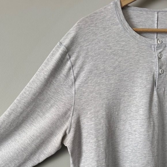 Lululemon 5 Year Basic Long Sleeve Henley Heathered Core Ultra Light Grey XL - Picture 6 of 12
